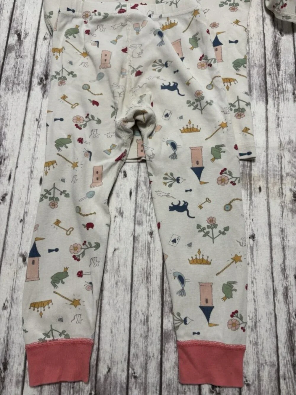 Hanna Andersson Girl's Pajama Pants Castle Frog Crown Print‎ 3T Snug Fit